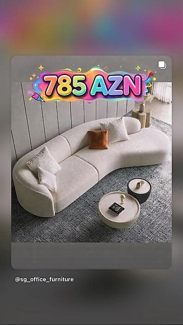 Məhsul: Qıvrım formalı müasir divan - Rəng: açıq bej/krem - Dizayn