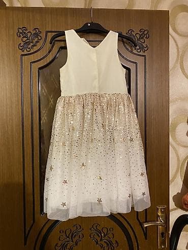 qolsuz: Qız uşaqları üçün zərif ziyafət donu - Rəng: krem-ağ tonlarda - Üst — 1