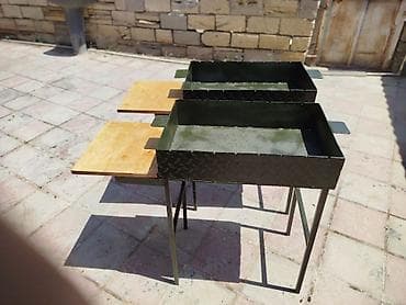 manqal şiş: Metall manqal – yan paneli olan - Material: qalın naxışlı (romb — 2