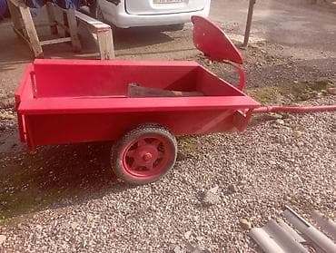 start stop qurasdirilmasi: Qırmızı rəngli iki təkərli qoşqu araba - Metal konstruksiya, qaynaqla — 2