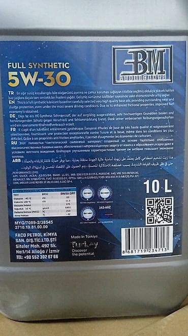 moto yağ: 5*30 motor yağı 10L 99azn
həm benzin həm dpf tərkibli — 2