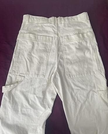 Şalvarlar: Bol kəsim Şalvar, Bershka, L, rəng - Ağ — 2