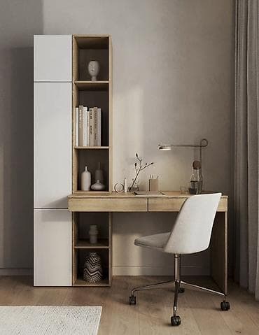 Ofis dəst mebeli: Minimalist iş masası və saxlama modulu dəsti - Dizayn: Skandinaviya — 4