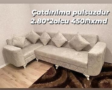 oturacaq: Künc divan – 2.80 × 2.0 ölçü - Yumşaq, rahat oturacaq və arxa hissə — 2