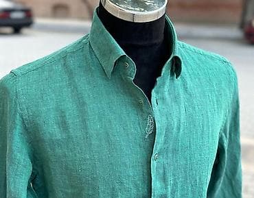 Kişi köynəyi – kətan (linen) parça - Rəng: zümrüd-yaşıl - Model
