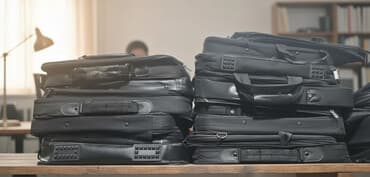 səyahət çantası: Qara rəngli klassik portfel/çanta dəsti - Material: parça və süni — 1