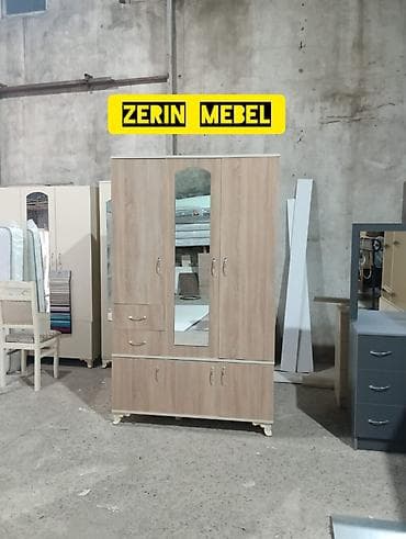 dolablar paltar: 3 qapılı, Güzgülü, Digər rəng, Digər material, Açılan, Düz dolab — 1