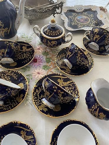 farfor heykelcik: Çay dəsti, rəng - Göy, Farfor, Almaniya — 3
