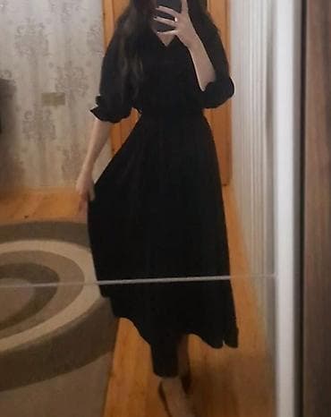 балетка новый: Qara maxi paltar - Rəng: Dərin qara - Uzunluq: Ayaq biləyinə qədər — 3