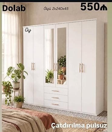 termo guzgusu: Ağ rəngli çoxfunksiyalı paltar dolabı - Ölçü: 2×240×45 - Geniş 6 — 1