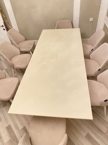 Masalar: Qonaq otağı üçün, Açılan, Dördbucaq masa, 8 stul — 1