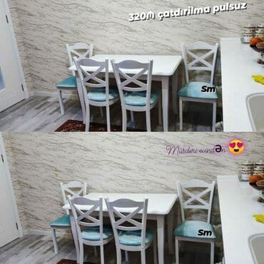 boyama seti: Mətbəx üçün, Yeni, Açılmayan, Dördbucaq masa, 4 stul — 6