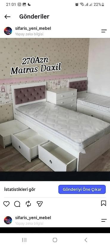 Uşaq/yeniyetmə üçün funksional tək nəfərlik çarpayı dəsti — 1