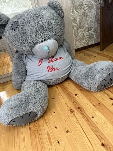 don şəkilləri çəkmək: Nəhəng plyuş ayı - Rəng: boz - Üzərində “I Love You” yazılı boz — 3