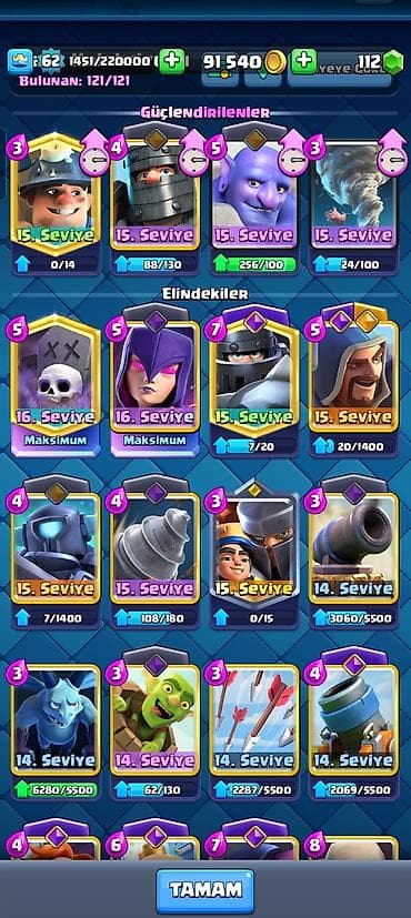 elektro akustik gitara: Clash Royale hesabı - Kral səviyyəsi: 62 - Kupa: 11 542+ - Qızıl: 91 — 3
