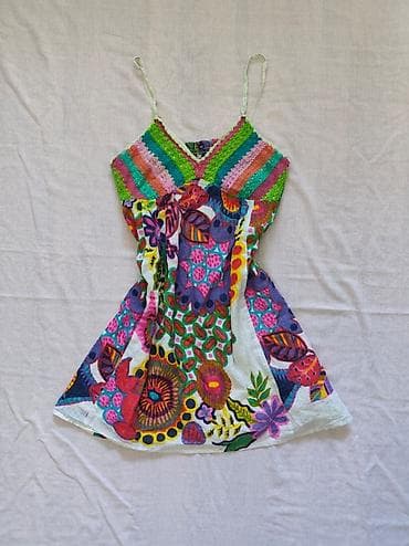 off white prsluk: Desigual (2012) colorful floral print mini dress Price:65₼ Size:40 — 3