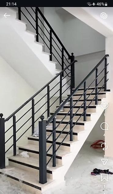 Metaldan hazırlanmış pilləkən məhəccəri - Daxili məkanlar üçün müasir