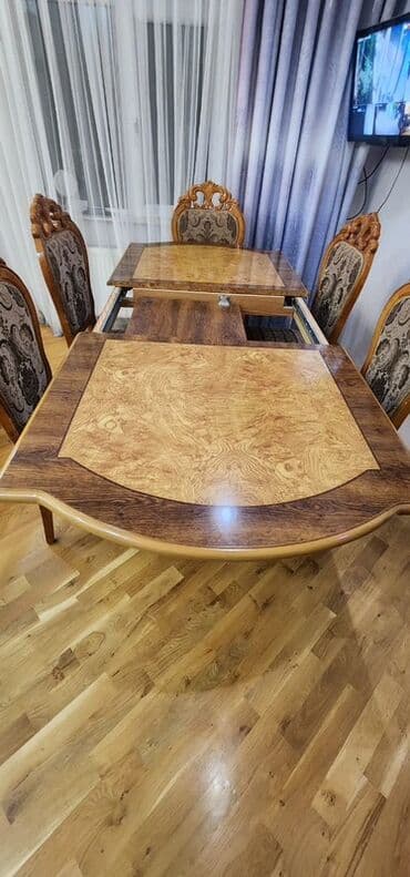 metbex stollari ve stullari: Qonaq otağı üçün, Açılmayan, Oval masa, 6 stul — 5