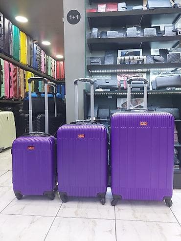 qaci: Bənövşəyi sərt gövdəli səyahət çamadan dəsti – 3 ölçü - Korpus — 1