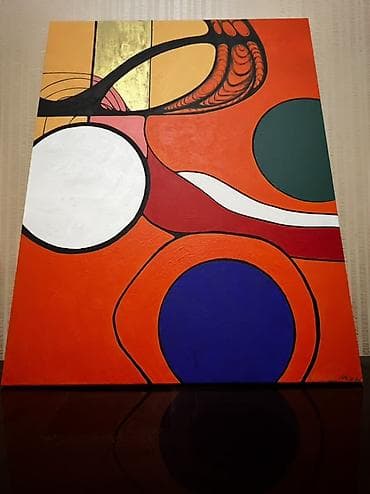 divar satlari: Yağlı boya tablo, 70x90 Müəllif abstrakt rəsm əsəri. Əl işi, kətan — 3