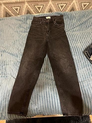 Şəxsi əşyalar: Qadın şalvarları və leggings dəsti 1) Boz mom-jeans - Yüksək belli — 2