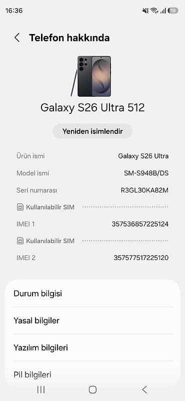 dell n5110: Samsung Galaxy S26 Ultra, 512 GB, rəng - Boz, İki sim kartlı — 1