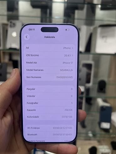 iphone air 17: IPhone 17, 256 GB, Blue Titanium, Zəmanət, Simsiz şarj, Face ID — 3