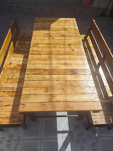 mebel alan usta: Dördbucaq masa, Açılmayan, Skameykalar ilə, Taxta — 6