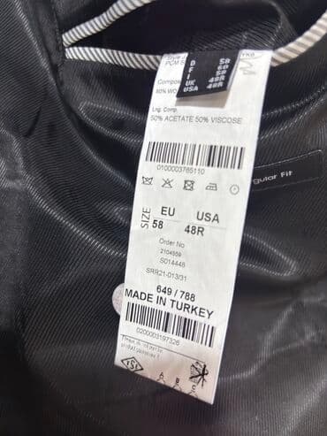 kostyum tikdirmək: Kostyum, Demisezon, Sarar, 3XL, rəng - Qara — 3