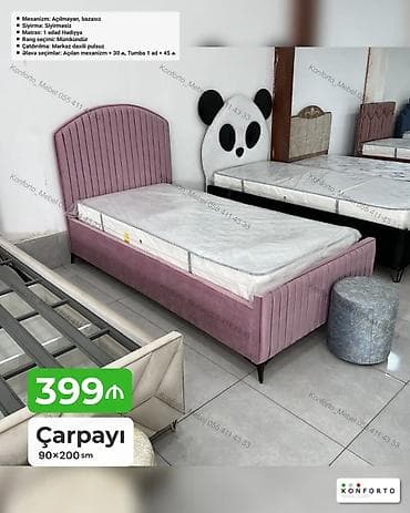 Mebel: Çarpayı – 90×200 sm - Mexanizm: Açılmayan, bəzəsiz - Sıyırma — 1