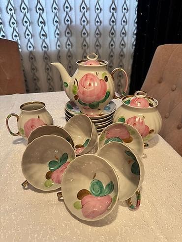 servis: Çay dəsti, rəng - Çəhrayı, Farfor — 5