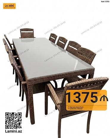 balkon masa: Bağ üçün masa dəsti – 8 nəfərlik - Brend: LA MINI (Laconic & — 1