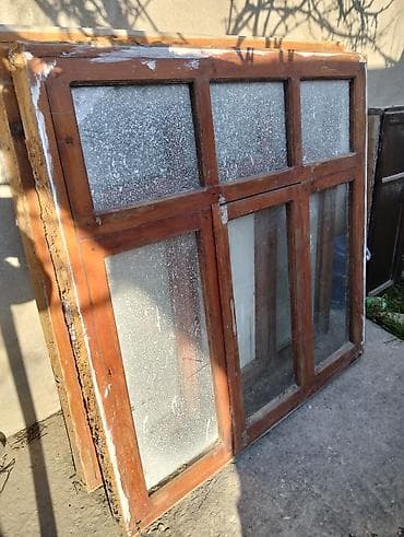 taxda: İşlənmiş Təkli Taxta pəncərə, Еni: 140 sm, Uzunluğu: 140 sm — 1