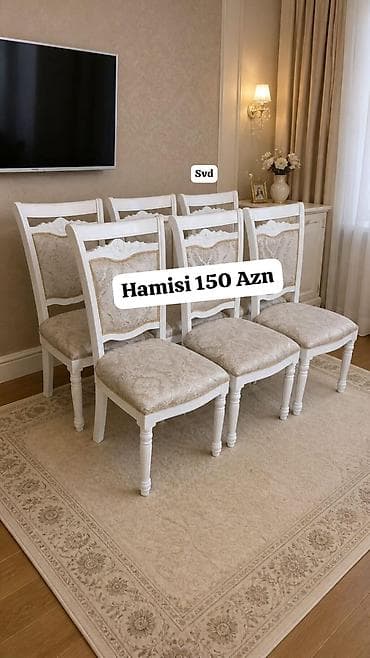 6 eded stul 150 Azn
.ela veziyyetde .unvan Gunesli.Sevda