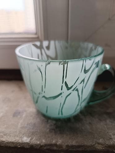 şuşə qab: Fincanlar, rəng - Yaşıl, Şüşə, 1 əd, 250 ml — 1