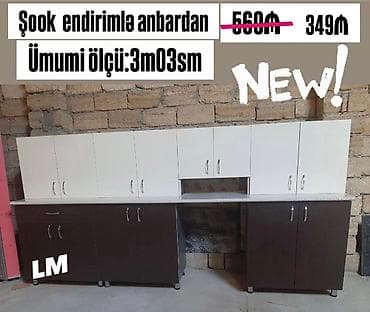 Mətbəx mebeli dəsti - Ümumi ölçü: 3 m 03 sm - Yuxarı dolablar: ağ lalafo.az -da Mətbəx mebeli dəsti - Ümumi ölçü: 3 m 03 sm - Yuxarı dolablar: ağ