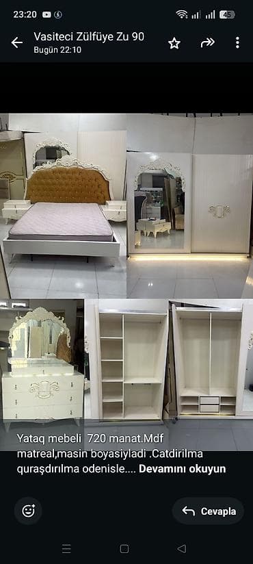 tek taxt: Yataq mebeli 720 manat.Mdf matreal,masin boyasiyladi .Catdirilma — 1