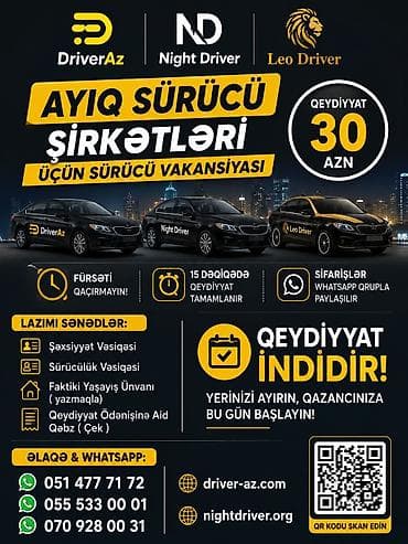 Ayıq sürücü şirkətləri üçün sürücü vakansiyası DriverAz, Night Driver — 1