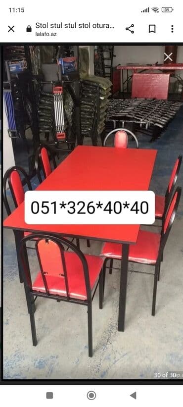 Masa və oturacaq dəstləri: Qonaq otağı üçün, Yeni, Açılan, Dördbucaq masa, 4 stul — 14