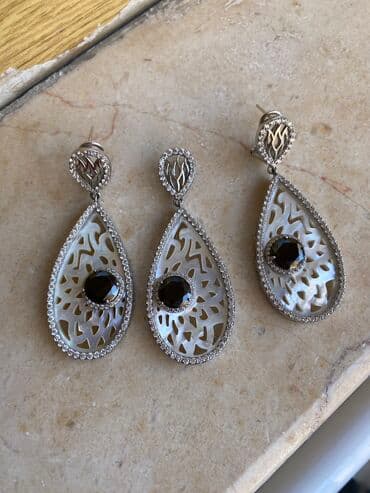 saat gumuş: Dəstə daxildir: Sırğa, Kulon, Gümüş, 925 Əyar — 4