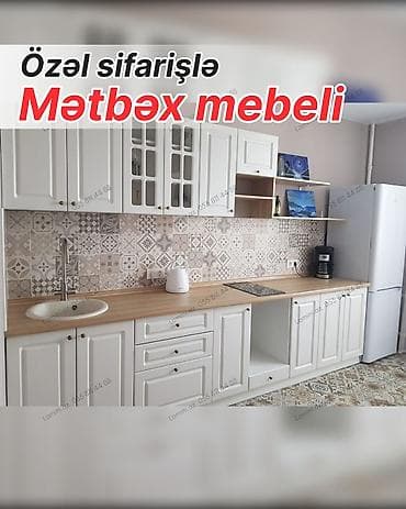 Özəl sifarişlə mətbəx mebeli - Dizayn: Klassik üslubda ağ fasadlar