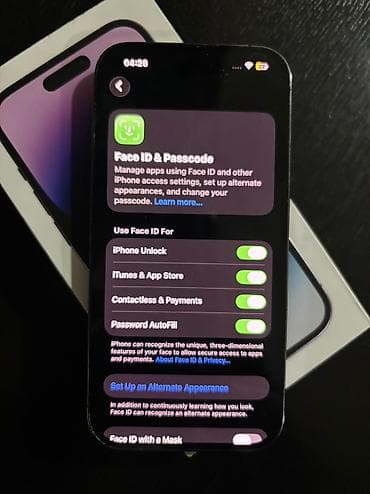 iphone xs max islenmis: IPhone 14 Pro, 128 GB, Deep Purple, Simsiz şarj, Face ID — 6