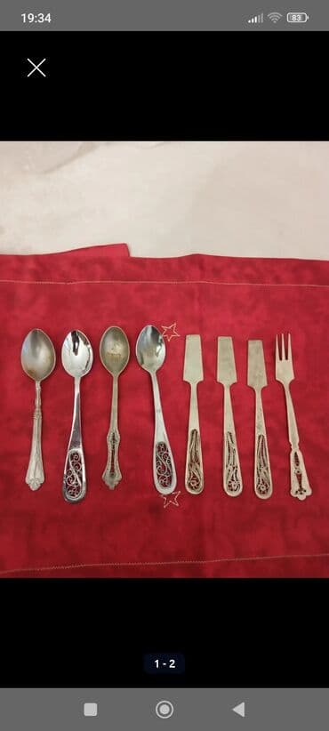 sufreler qiymetleri: Metaldan hazırlanmış dekorativ stəkan qaşıqları və desert çəngəlləri — 3