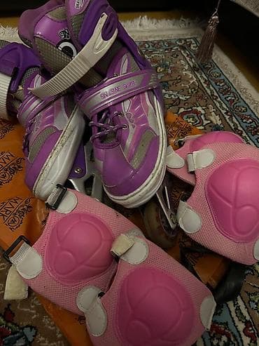 idman doseyi: Uşaq üçün bənövşəyi rəngdə inline təkərli konkisət dəsti — 1