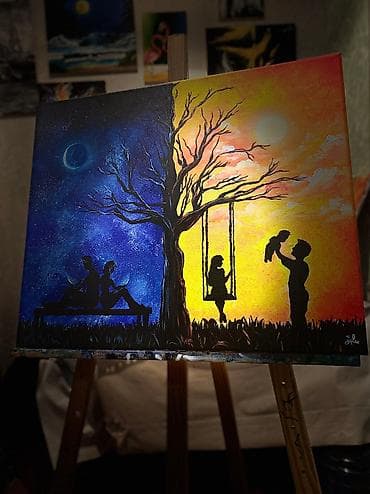 Güzgülər: Sifariw ile ketan uzerinde akril boya ile chekilib Ketan olchusu 50x70 — 2