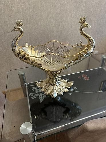 Dekorativ vaz/şamdan tipli meyvə qabı – Tavus quşu dizaynı - — 1