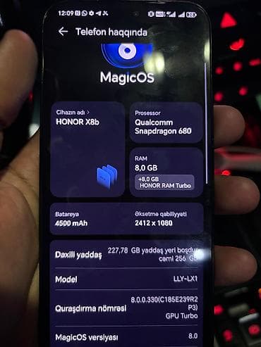 hoco power bank: Honor X8b, 256 GB, rəng - Qara, Düyməli, Sensor, Barmaq izi — 10