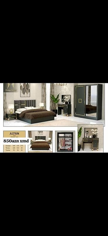 termo guzgusu: ALTUN yataq dəsti Tərkibi: - Çarpayı – 160 x 210 x 110 sm (eni x — 1