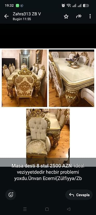*Masa desti 8 stul 2500 AZN* ideal veziyyetdedir hecbir problemi lalafo.az -da *Masa desti 8 stul 2500 AZN* ideal veziyyetdedir hecbir problemi