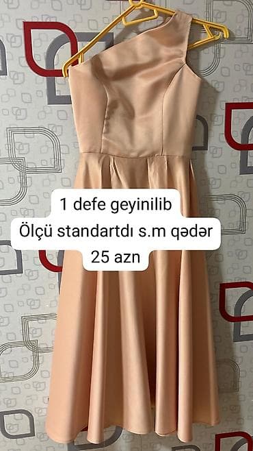 Qadın geyimləri – müxtəlif modellər 1) Şampan rəngli, asimmetrik